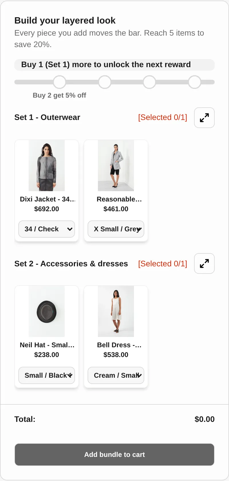 Mix and match bundle builder: build your layered look, reach 5 items to save 20%