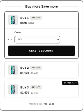 Buy more save more volume discount with quantity tiers