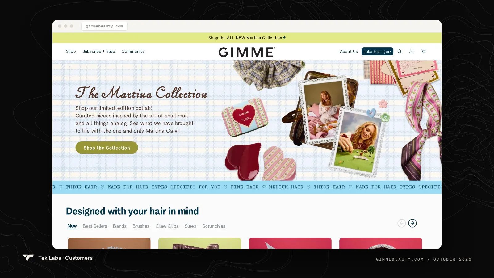GIMME Beauty homepage, captured October 2026