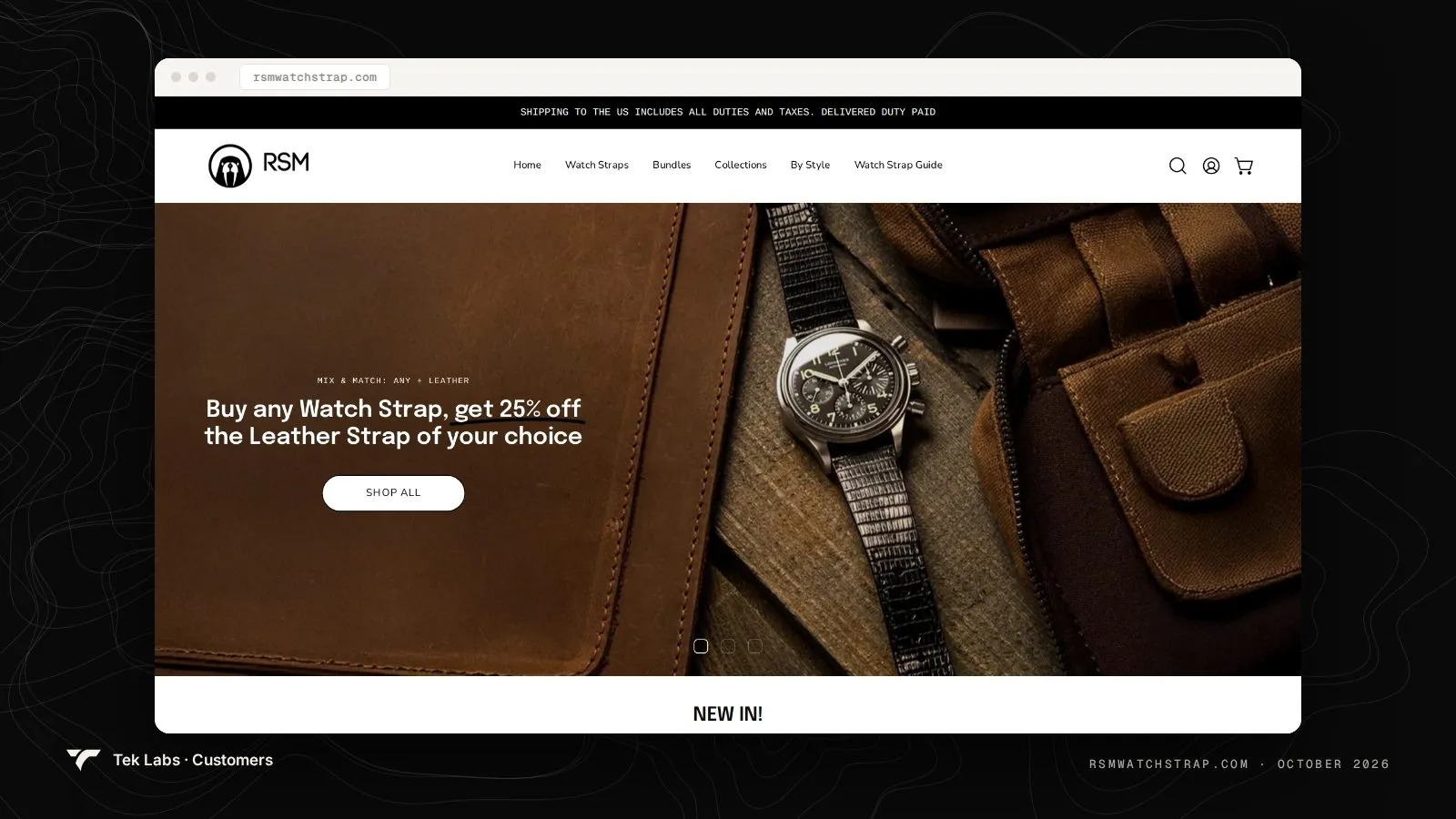 RSM Watch Strap homepage, captured October 2026