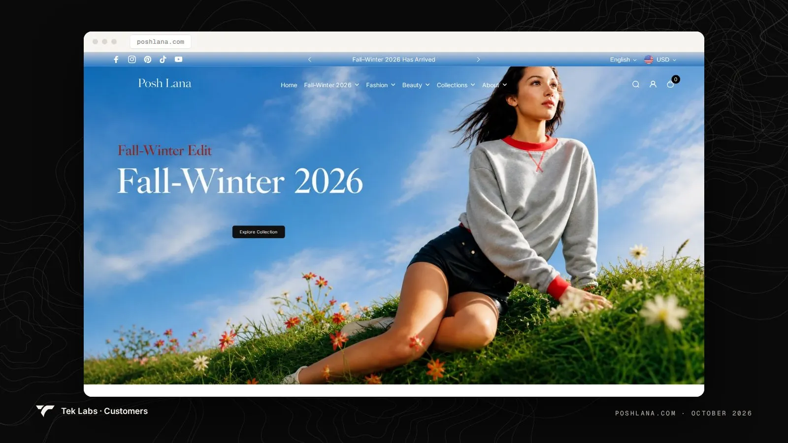 Posh Lana homepage, captured October 2026