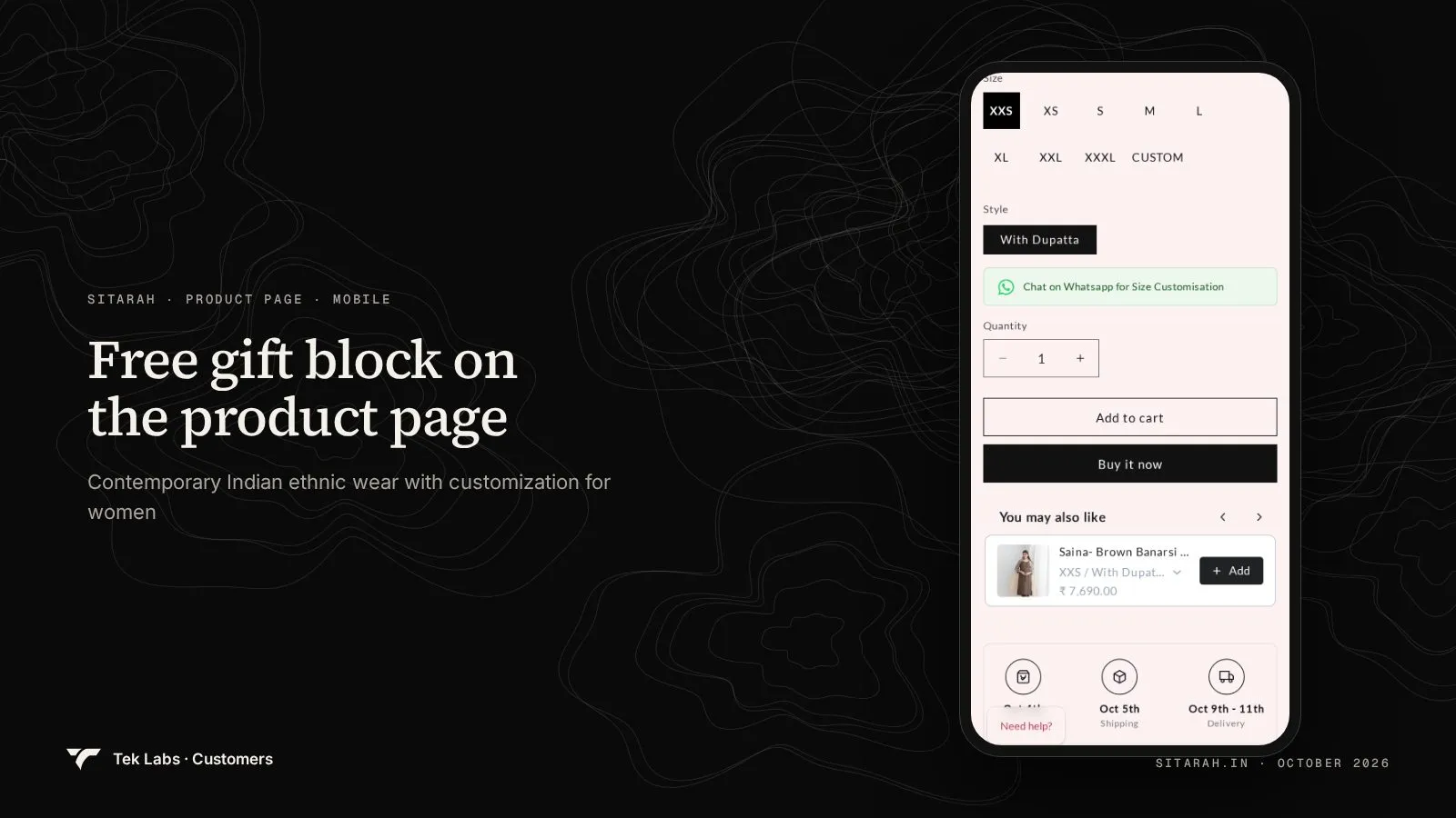 Sitarah product page, captured October 2026