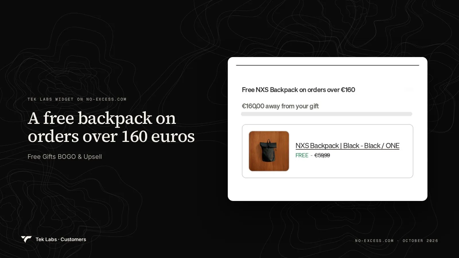 No Excess Tek Labs widget, captured October 2026