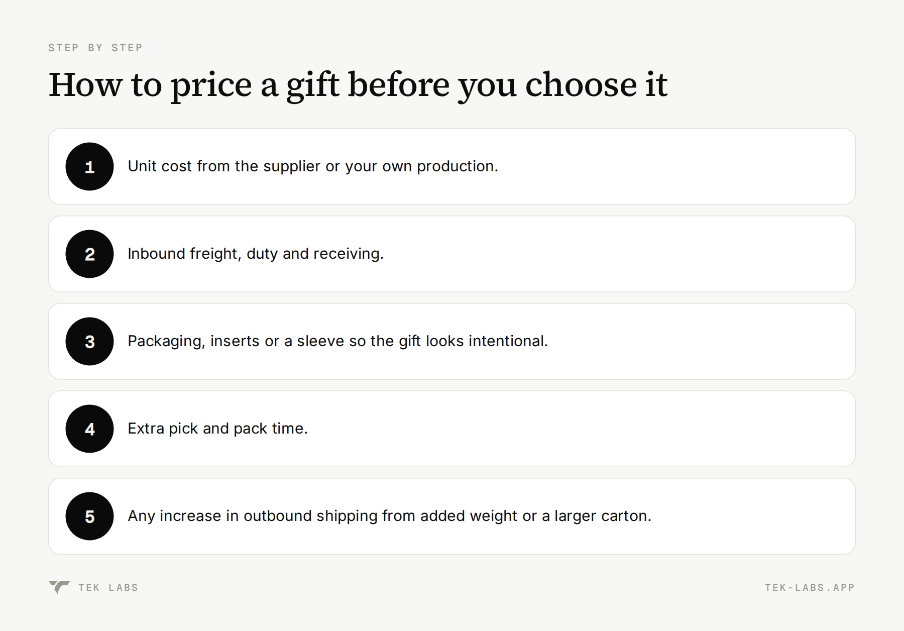 5-step diagram: How to price a gift before you choose it
