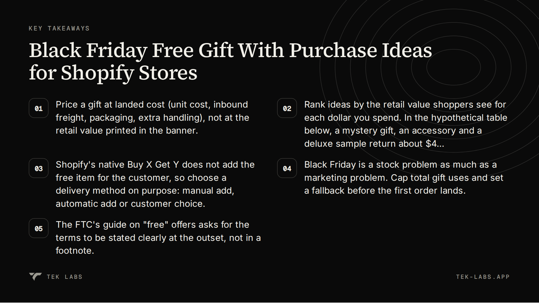 Key takeaways from Black Friday Free Gift With Purchase Ideas for Shopify Stores: 5 points summarized
